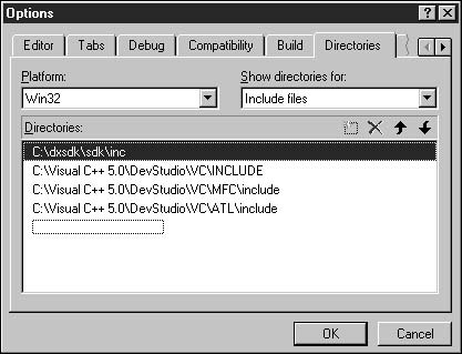 Рис. 1.1. Диалоговое окно Visual C++ с перечнем каталогов