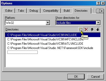 Рис. 1.2. Вкладка Directories диалогового окна Options в Visual C/C++ 6