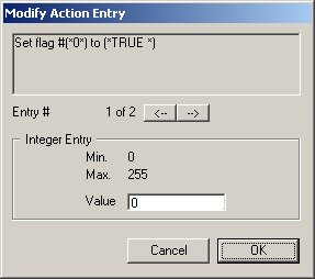 Рис. 10.4. Используйте диалоговое окно Modify Action Entry для быстрой навигации и модификации элементов действий скрипта