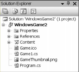 Рис. 1.2. Solution Explorer для проекта Windows Game