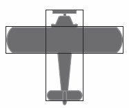Рис. 2.6. Два прямоугольника могут использоваться чтобы проверять столкновения спрайта самолета