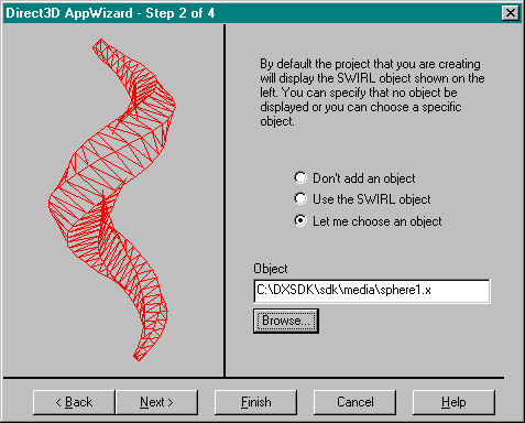 Рис. 6.1 Диалоговое окно выбора объекта мастера Direct3D AppWizard