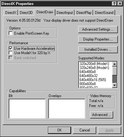 Рис. A.11. Окно DirectX Properties