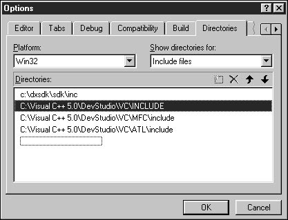 Рис. A.15. Вкладка Directories окна Options